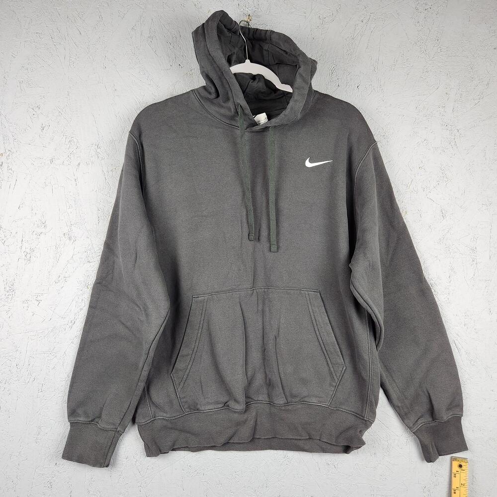 Nike Hoodie Mens Medium Gray Pullover Fleece Swoosh CJ1611-060 Athletic